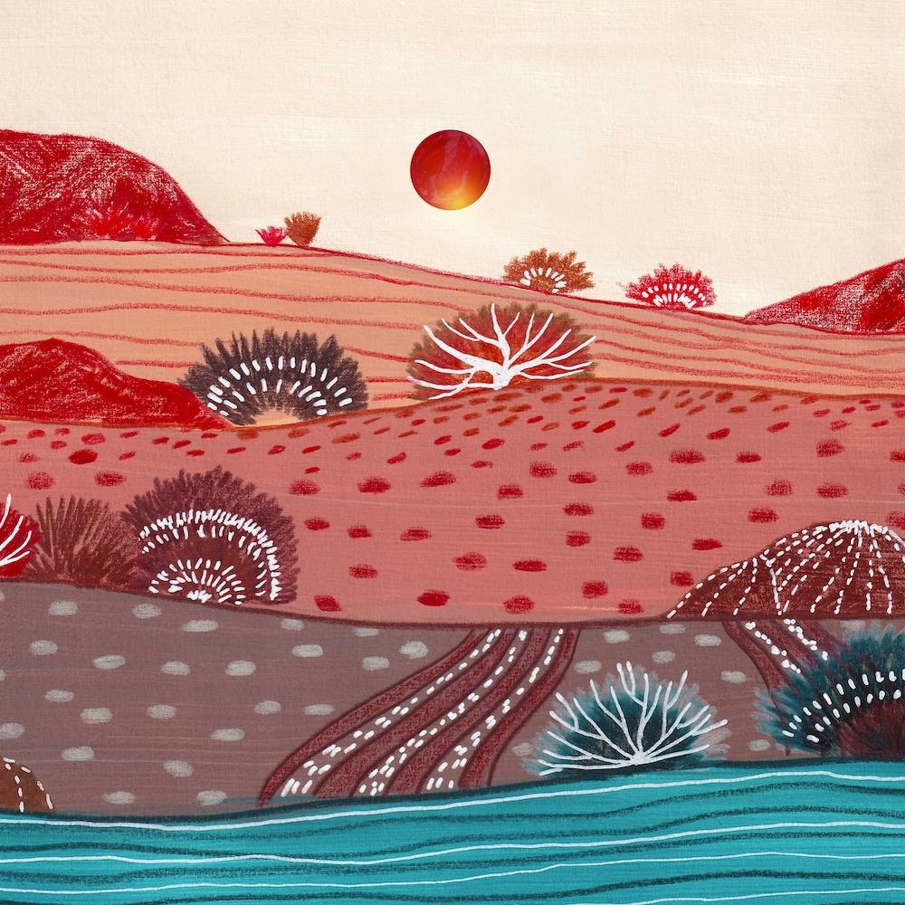 Boho Hills And Red Sun Square