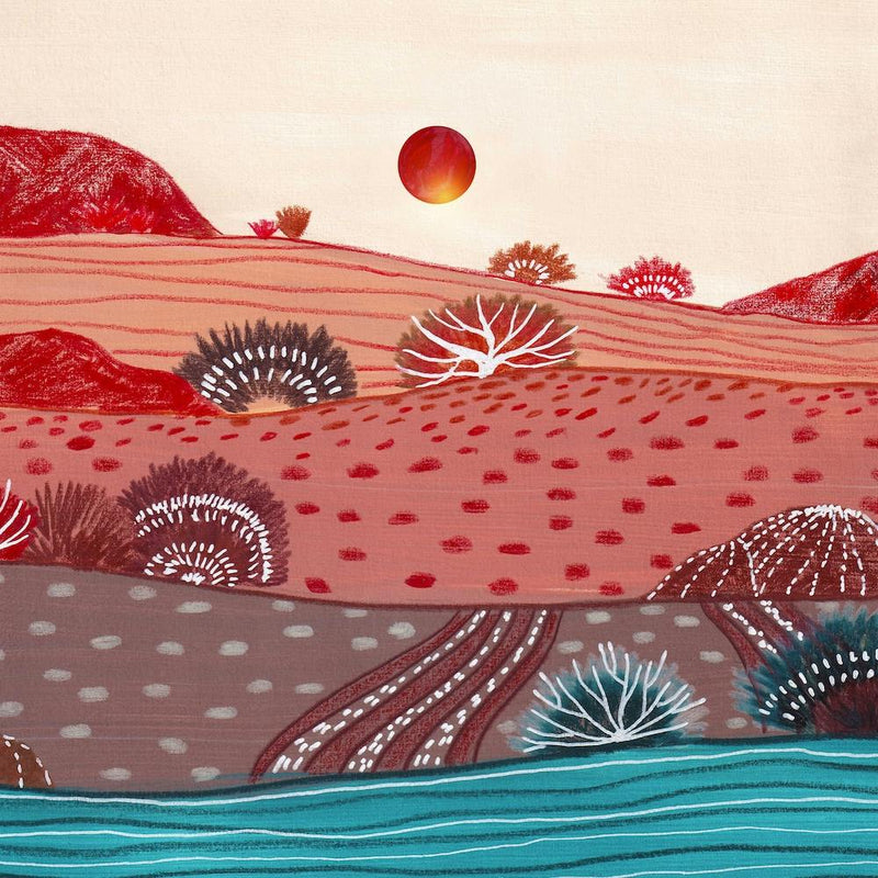 Boho Hills And Red Sun Square