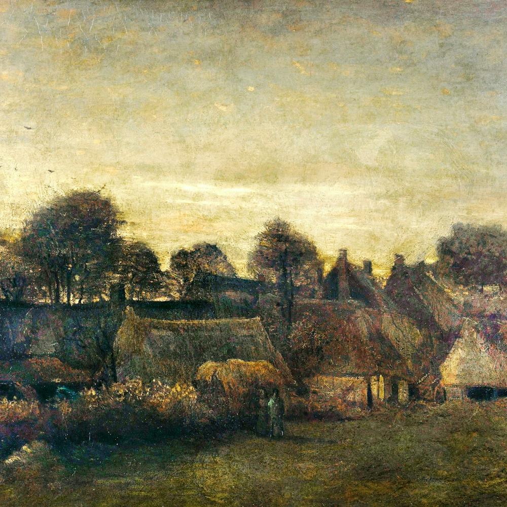 Farming Village At Twilight (1884) By Vincent Van Gogh