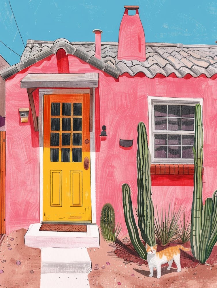 Pink House With Cactus