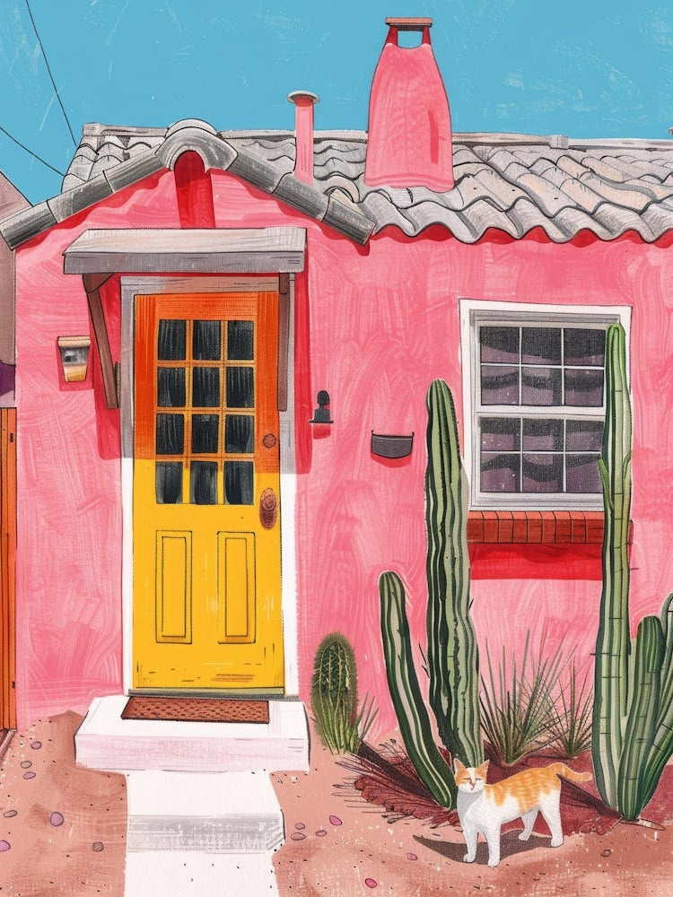 Pink House With Cactus