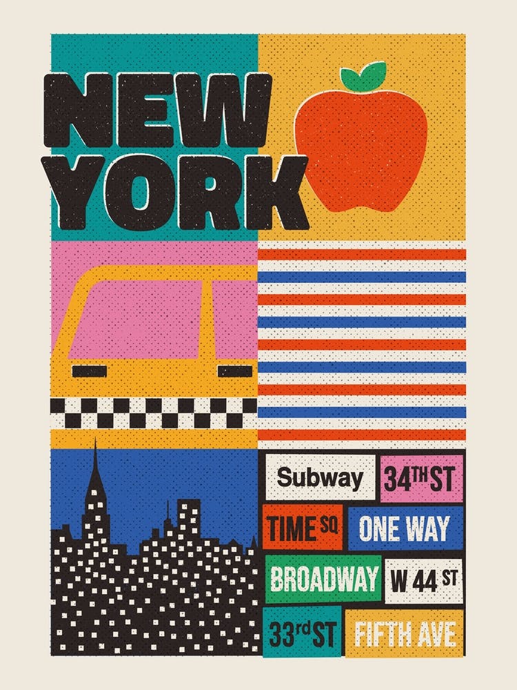New York City Retro Travel Art