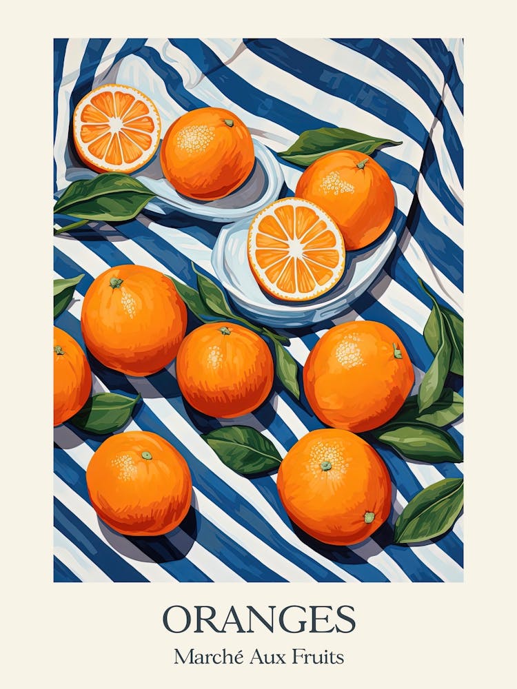 Marche Aux Fruits Oranges Fruit Summer Illustration 3