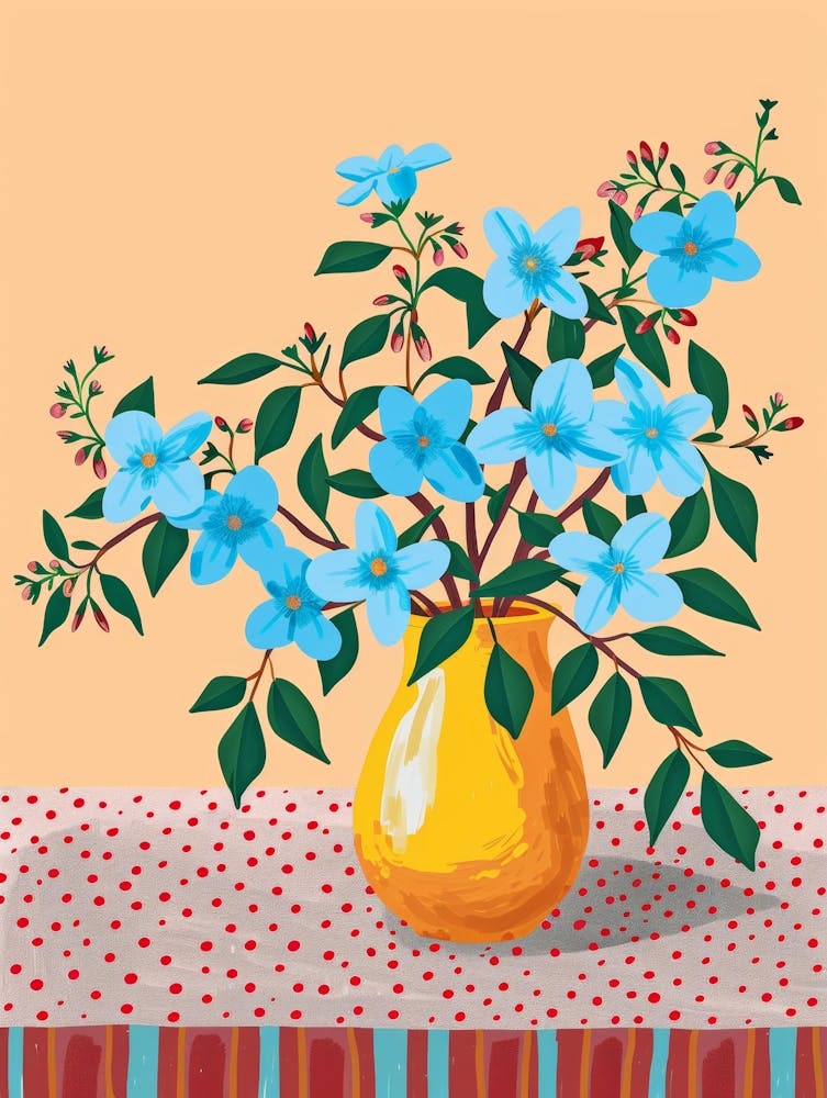 Blue Flowers In A Vase 15