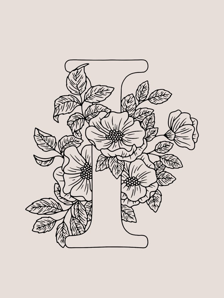 I FLORAL INITIAL