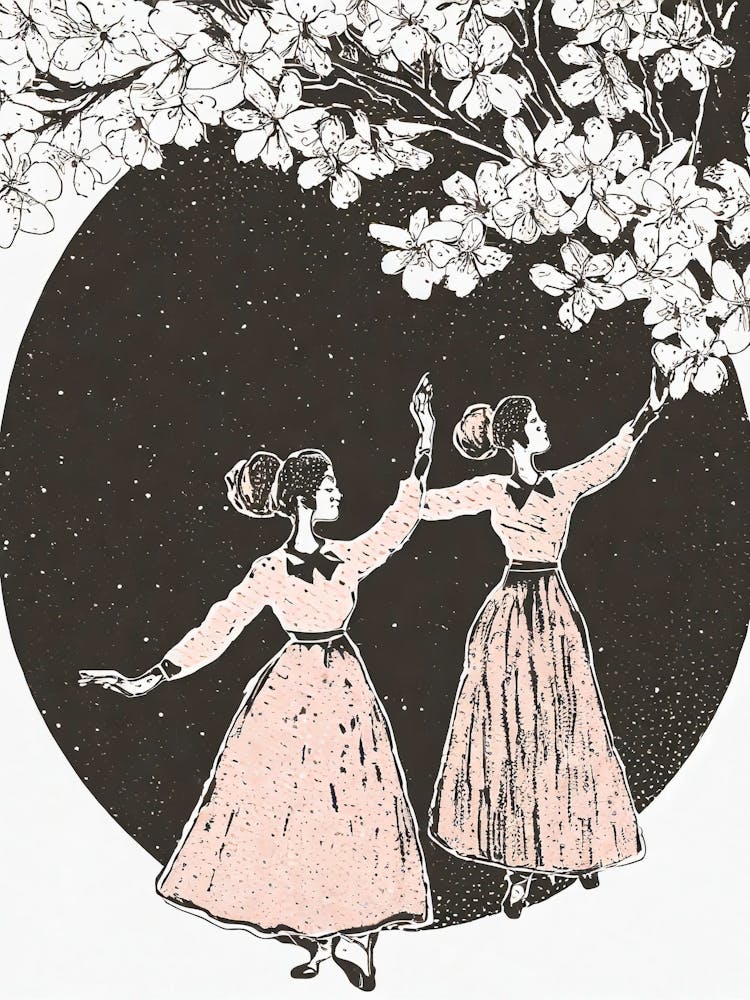 Two Dancers Under A Cherry blossom Tree