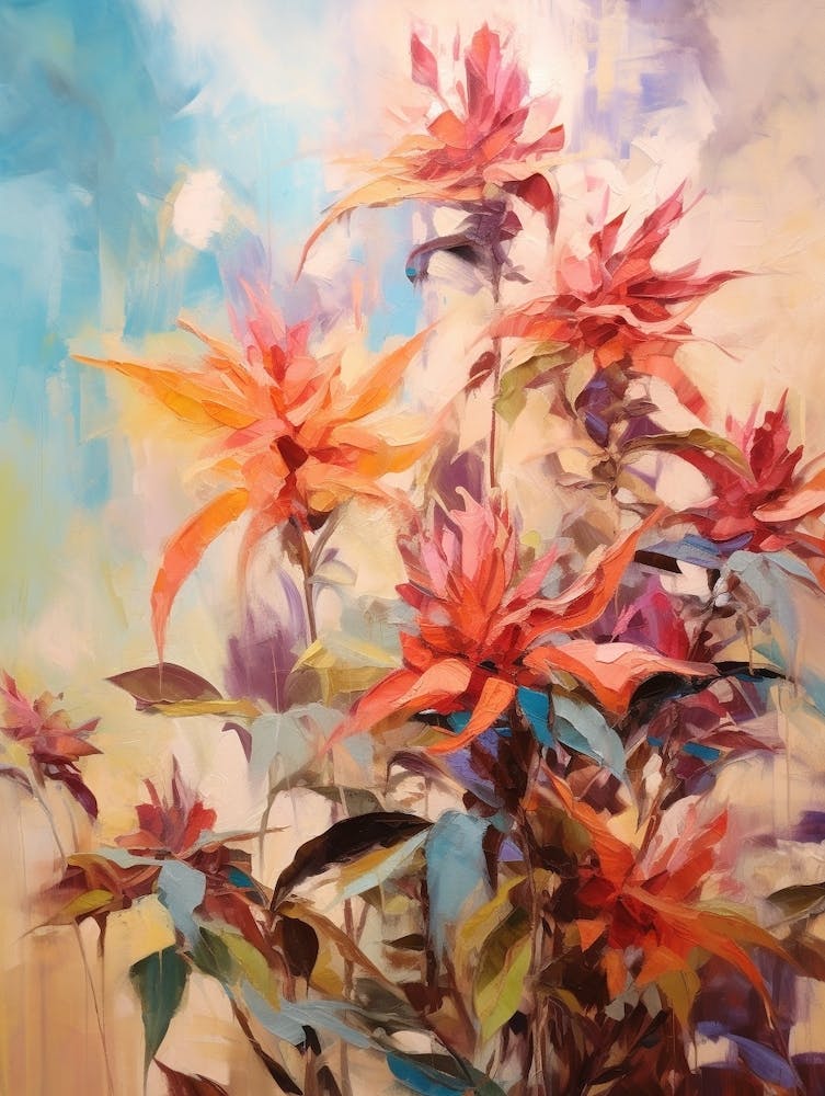 Fall Flower Painting Bee Balm 4