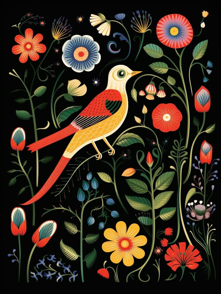 Folk Bird Illustration Chimney Swift 1