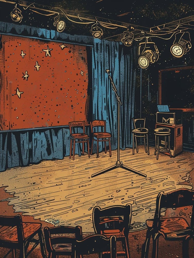 Duotone Illustration Comedy Club Austin Texas 4