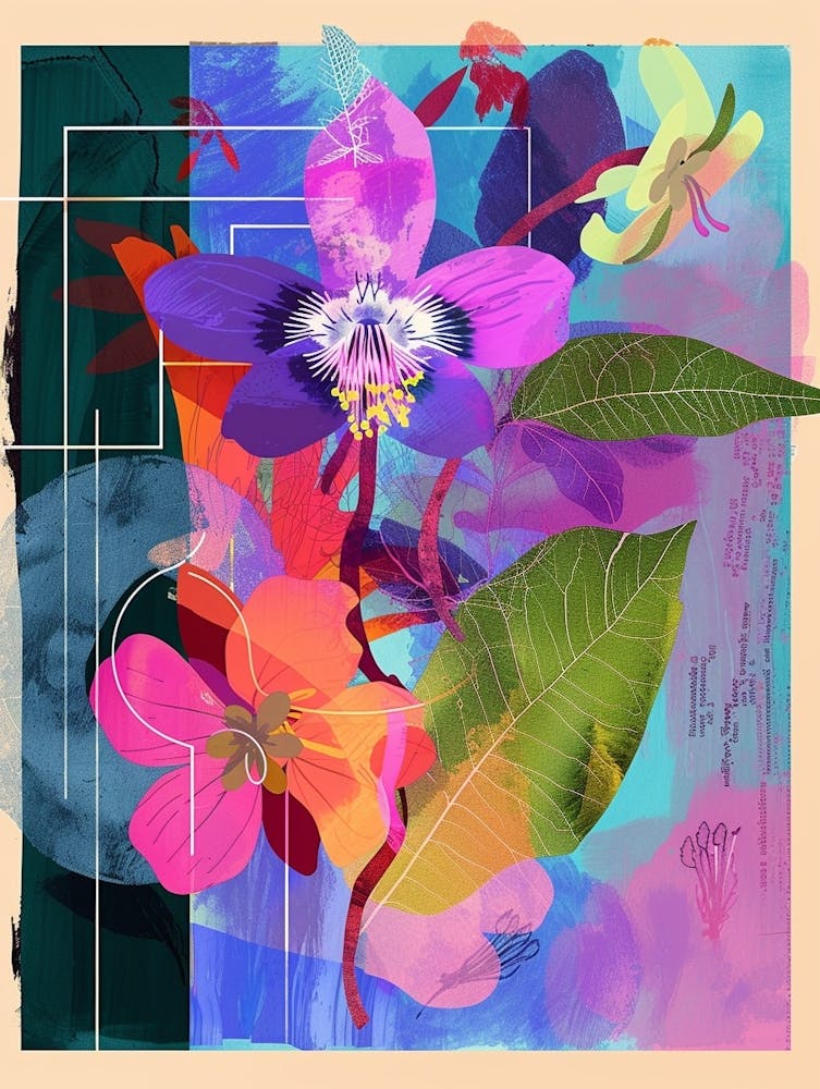 Forget Me Not 2 Neon Flower Collage