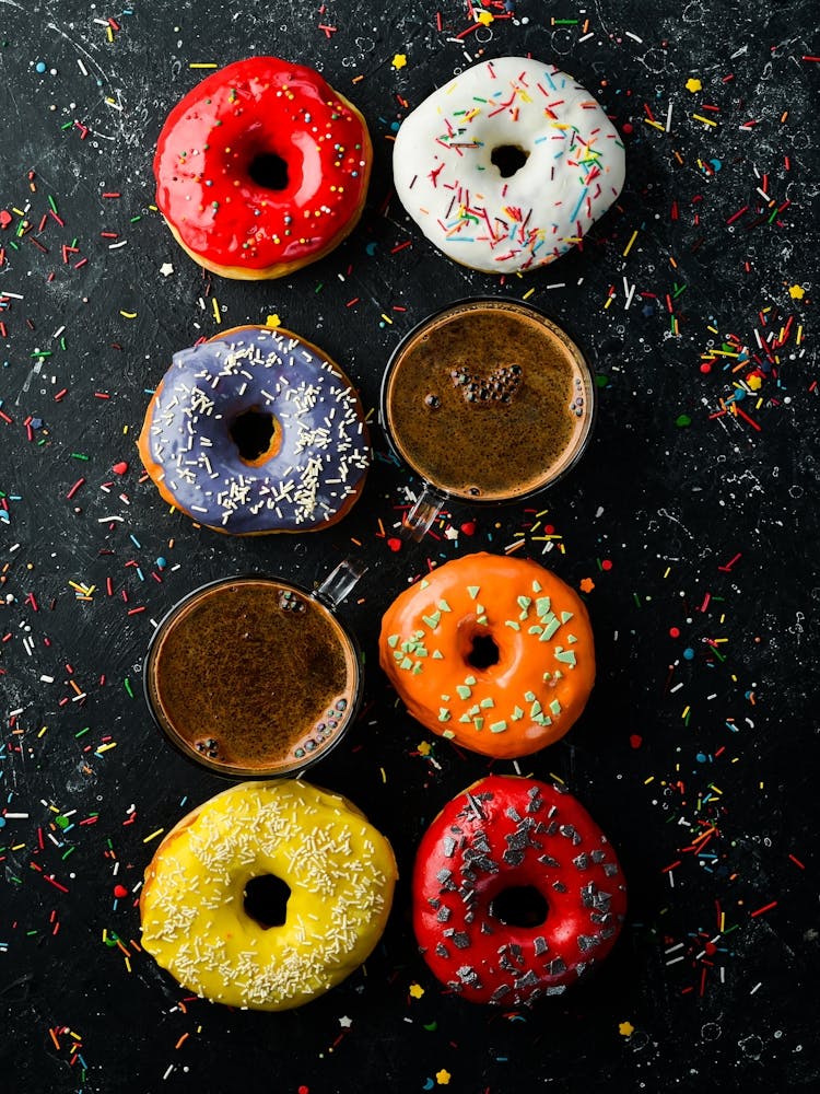 Set farbiger Donuts — Küchenposter/Tafel mit Essen, Foto-Kunst
