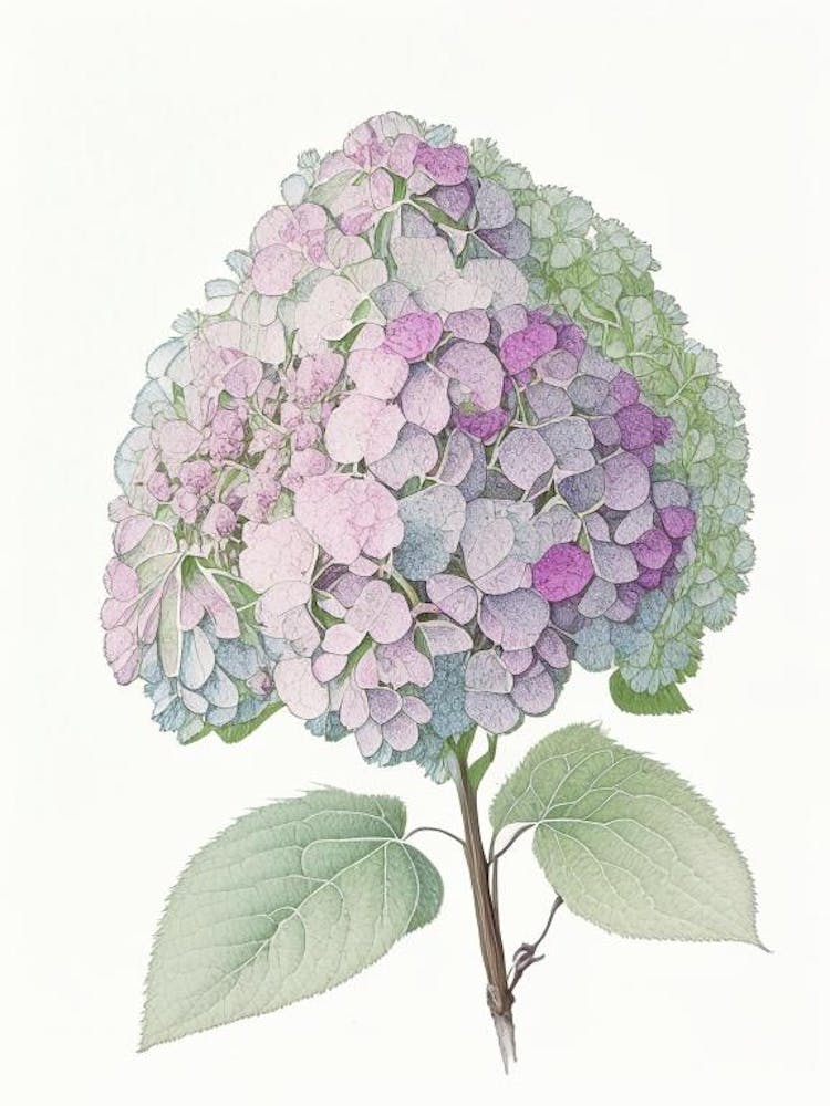 Hydrangea Floral Quentin Blake Inspired Illustration 2 Flower
