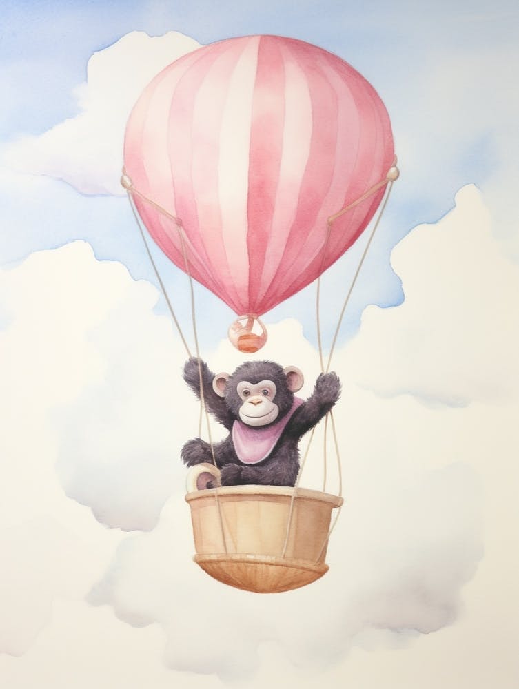 Baby-Bonobo im Heißluftballon