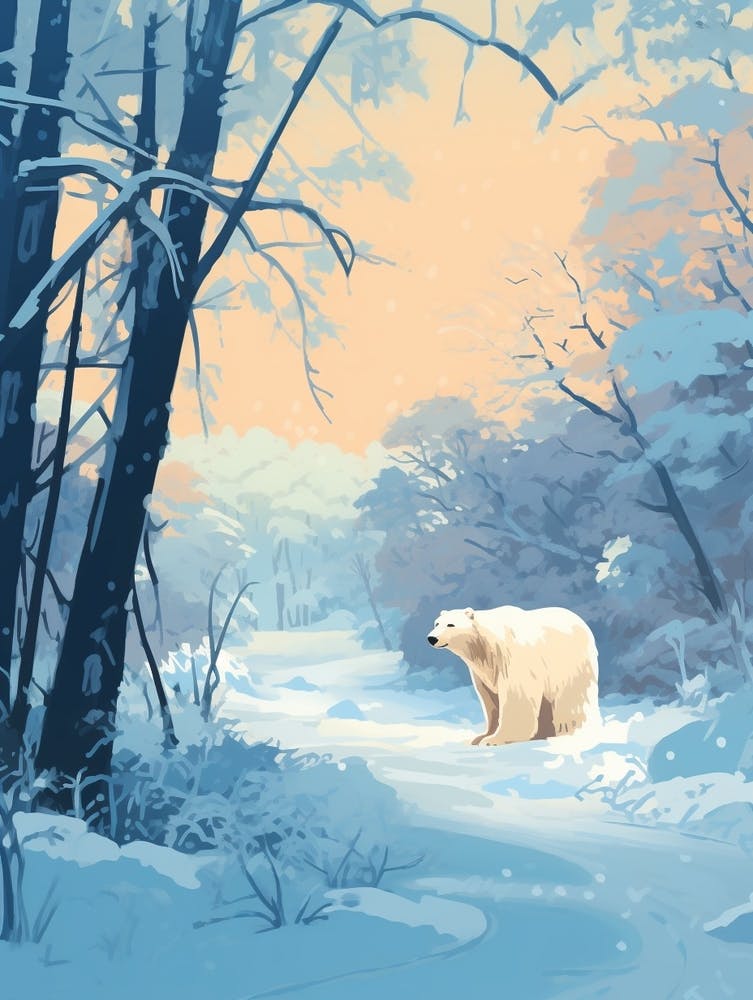 Winter Polar Bear 5 Illustration