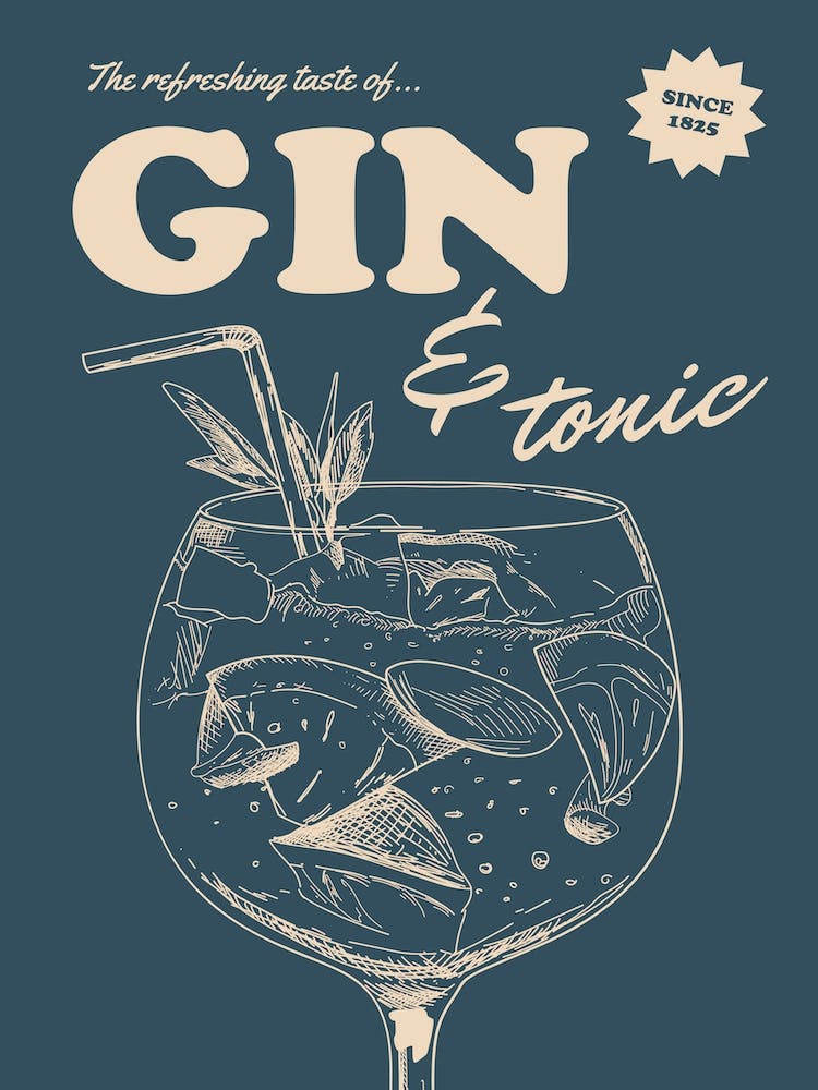Navy Retro Gin And Tonic