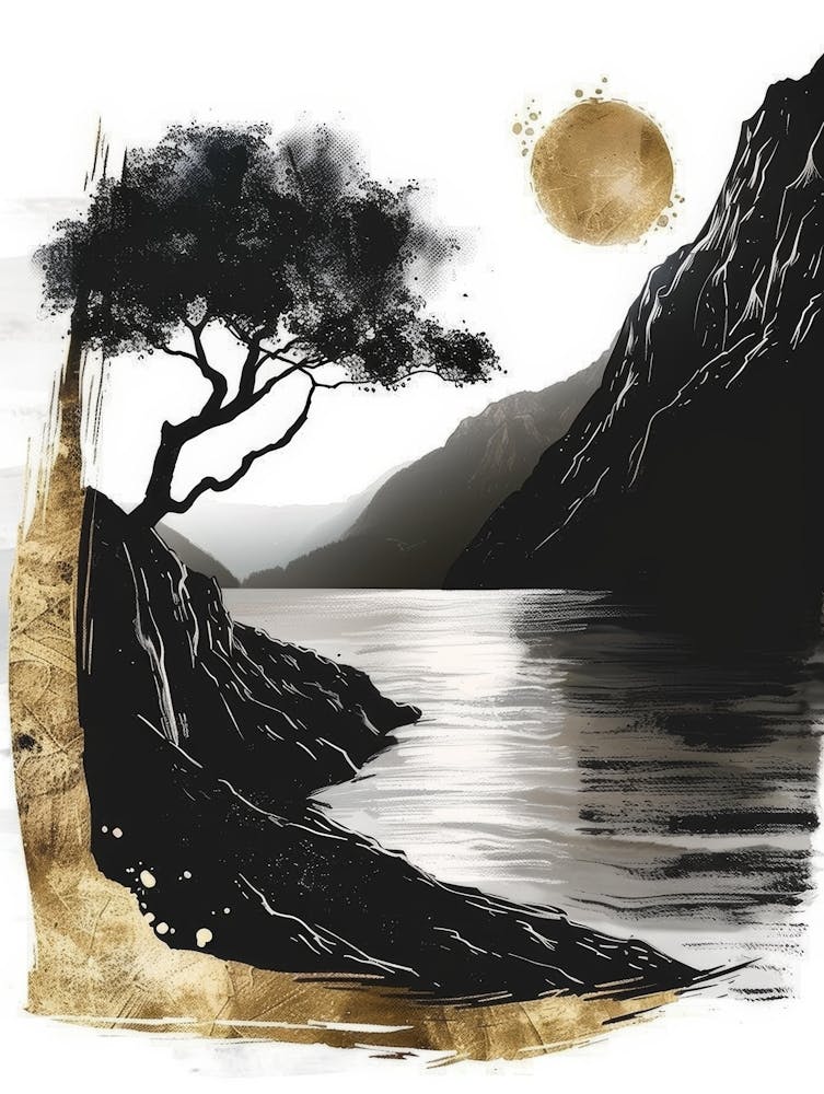 Tree By The Lake Canvas Print