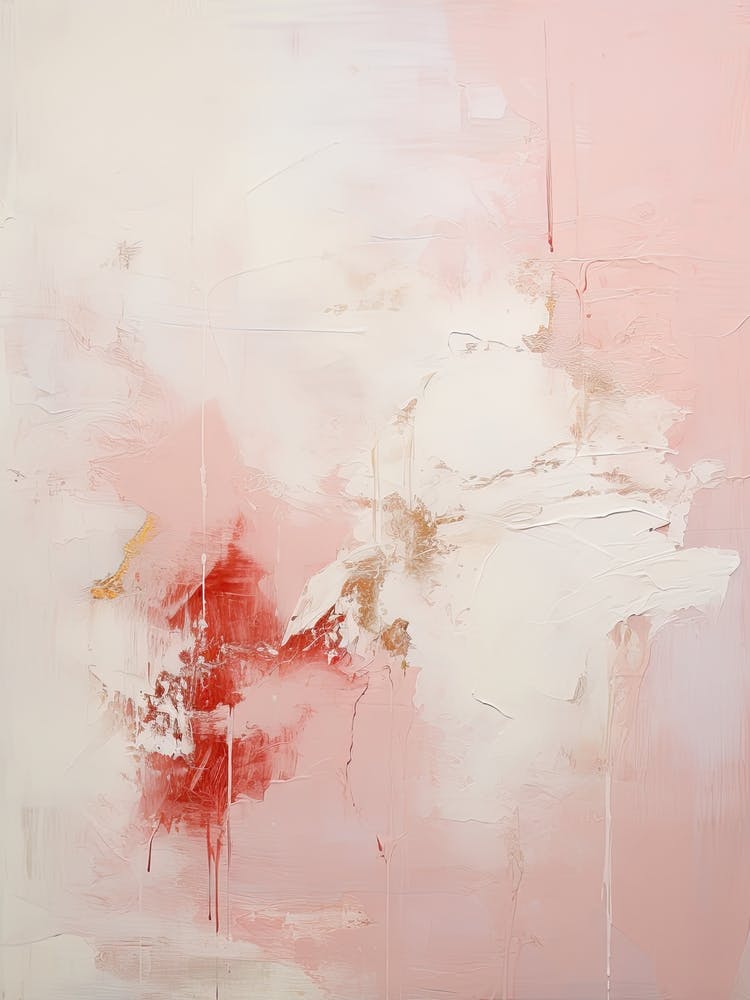 Pink And White, Abstract Raw Painting 1