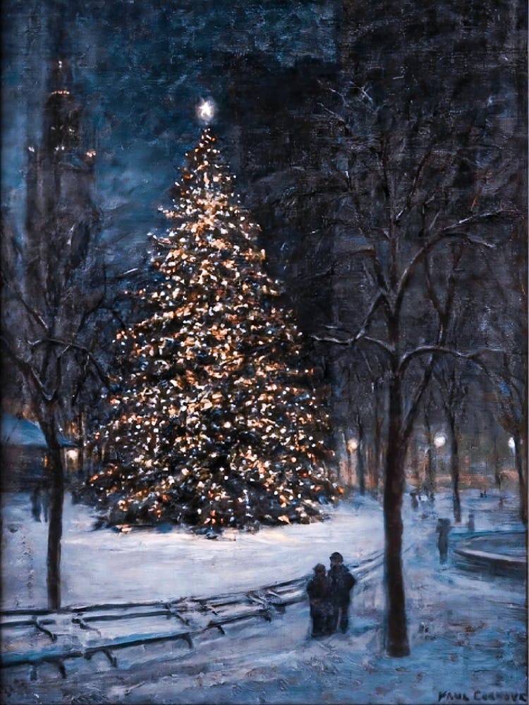 Vintage New York 1912 "Christmas in Madison Square Park" by Paul Cornoyer (The First Christmas Tree of NY) Signed Bttom Right Corner