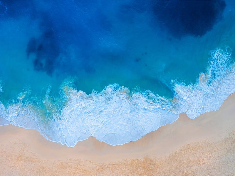 Greece, Seaside, beach and wave #8. Aerial view beach print. Sea foam