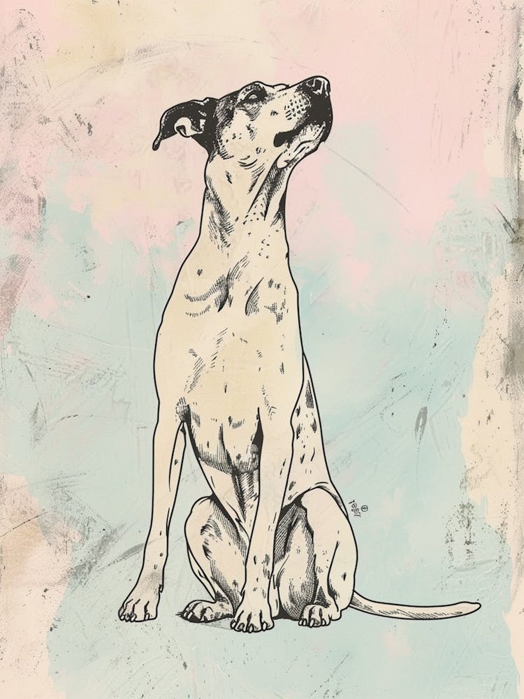 Pastel Dog Watercolour Line Portrait