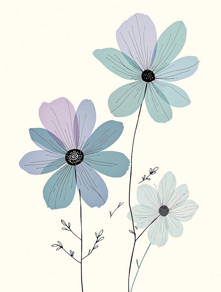 Contemporary Floral Artwork with Elegant Stems