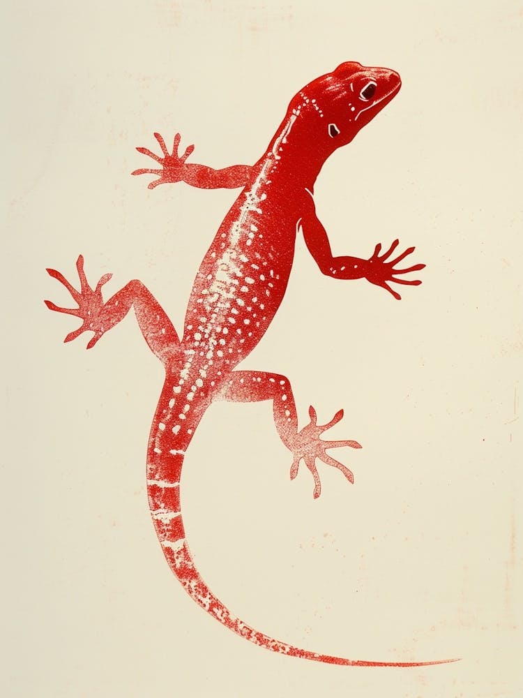 Roter Mittelmeer-Hausgecko Blockdruck 4
