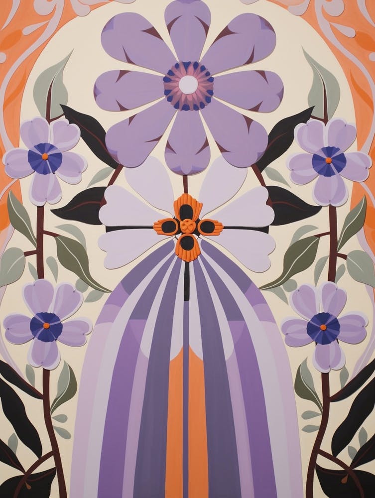 Flower Motif Painting Lilac