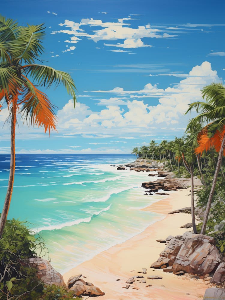 A Painting Of Playa Paraiso, Tulum Mexico 1