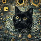 black Cat In a pond 1