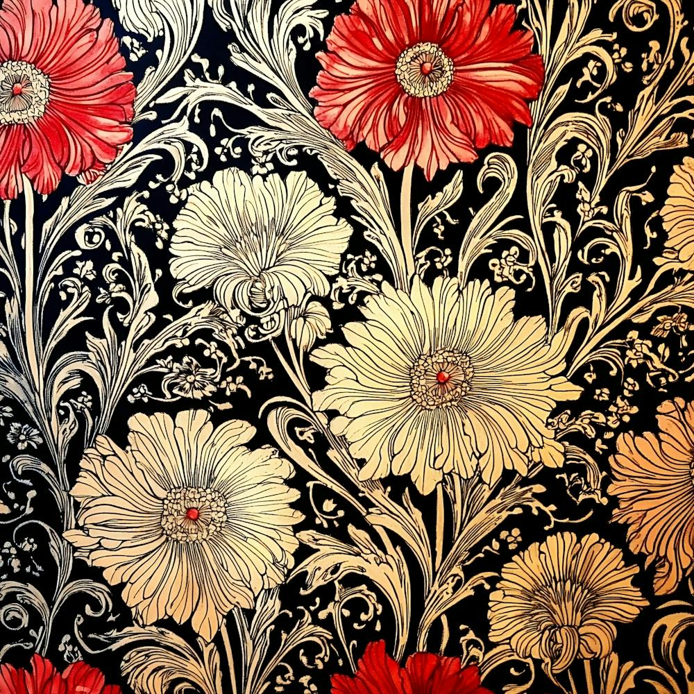 Wallpaper With Red And White Flowers