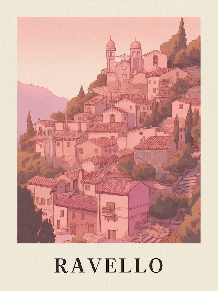 Ravello Vintage Pink Italy Poster