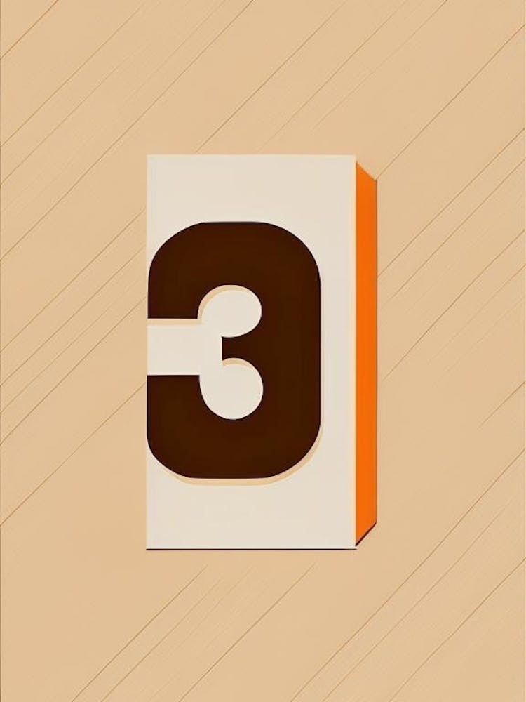 3, Number, Education Retro Minimal