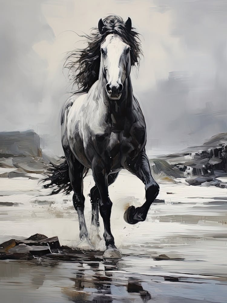 A Horse Oil Painting In Camps Bay Beach, South Africa, Portrait 2