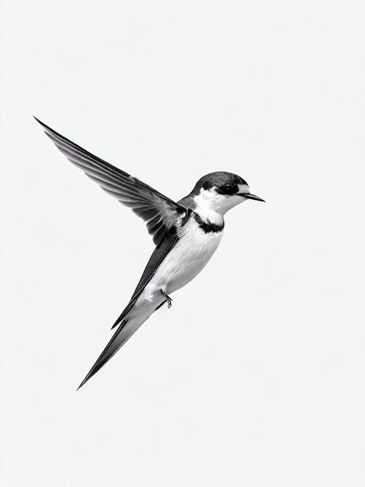 Barn Swallow B&W Pencil Drawing 1 Bird