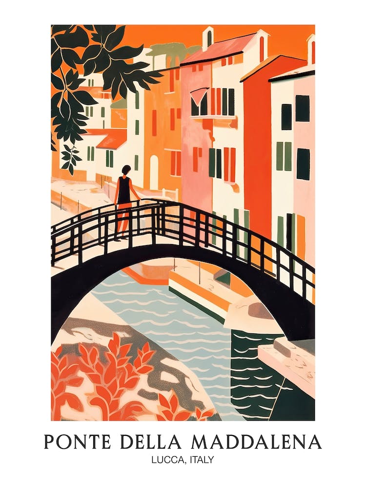 Ponte Della Maddalena, Lucca, Italy Colourful 3