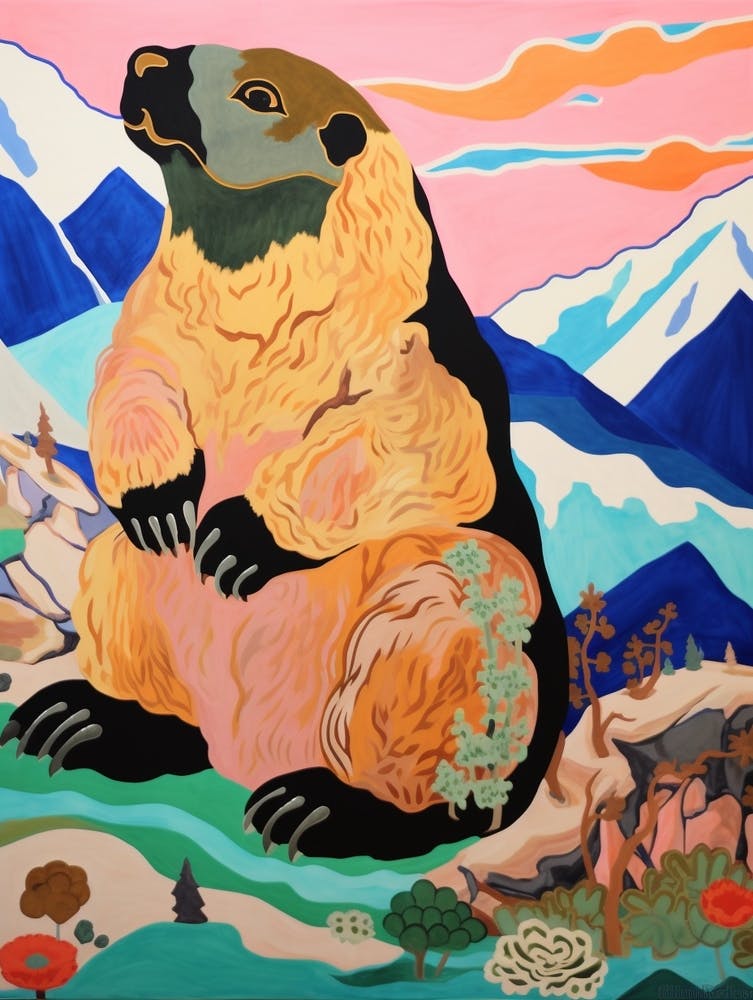 Maximalist Animal Painting Marmot 2