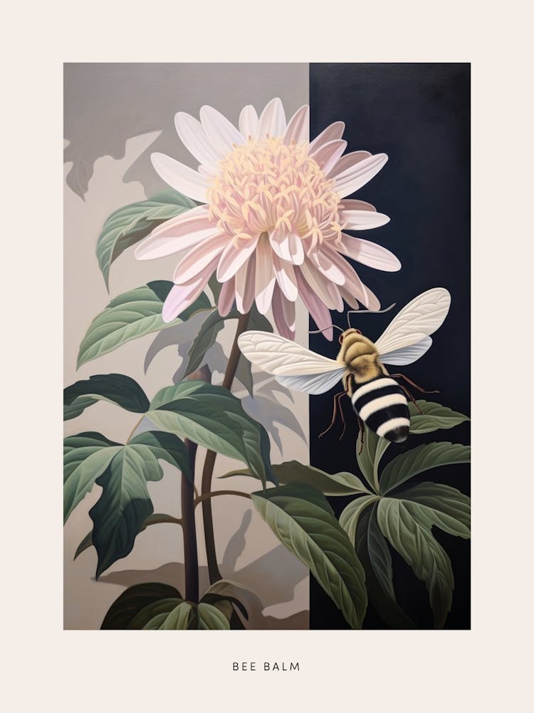 Flower Illustration Bee Balm 1 Poster