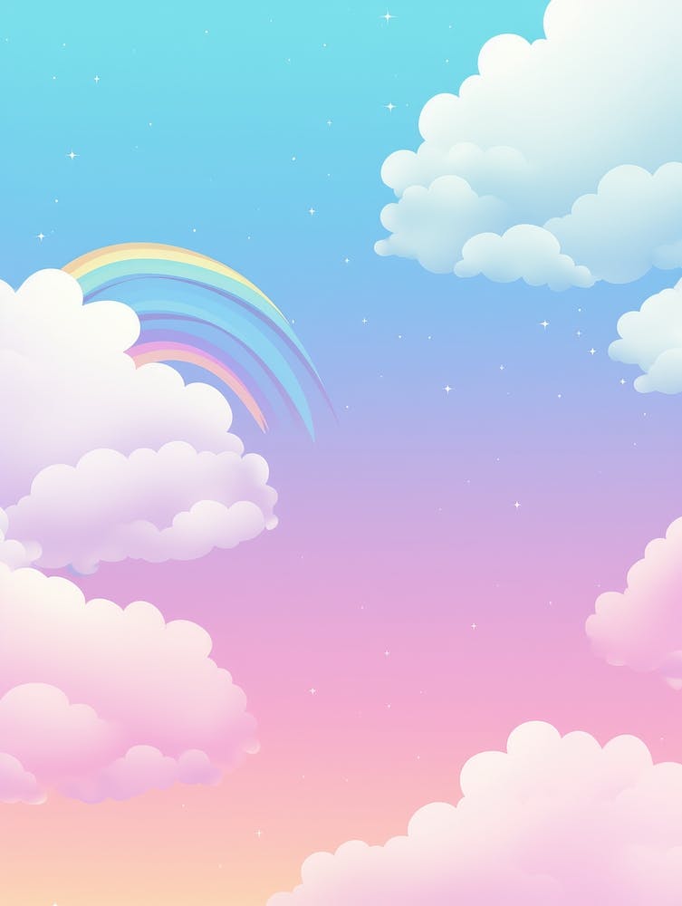 Sky With Clouds And Rainbow