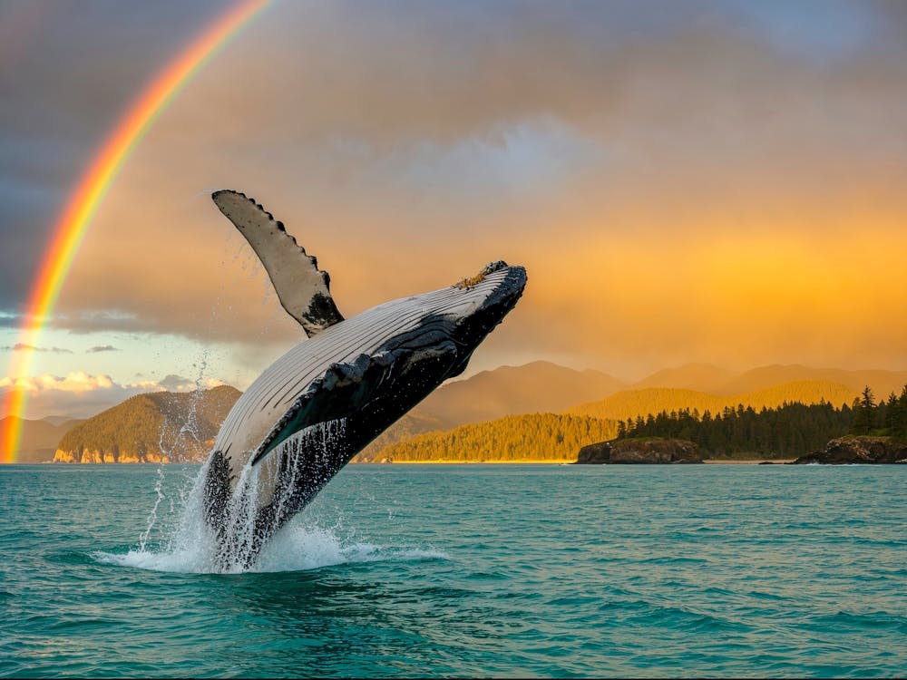 Humpback Whale Leaping Out Of Water
