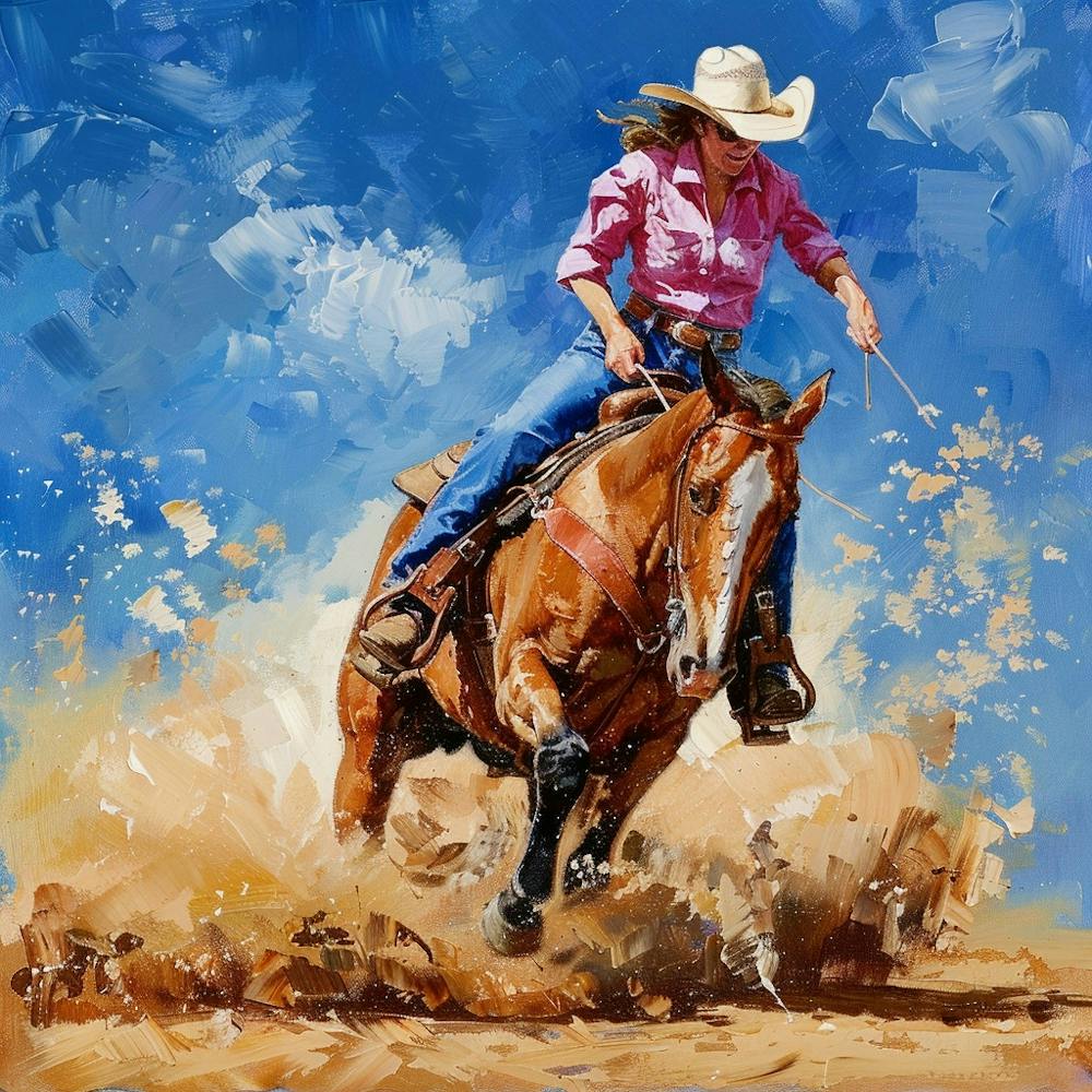 Cowgirl Riding A Horse