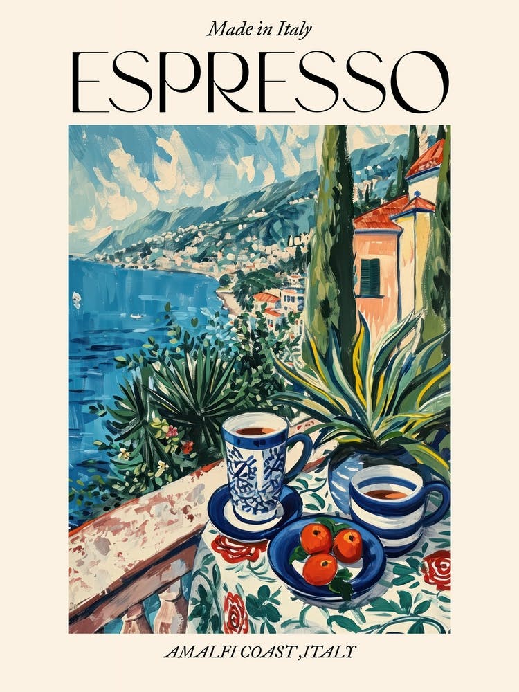 Amalfi Coast Espresso Made In Italy 3 Poster