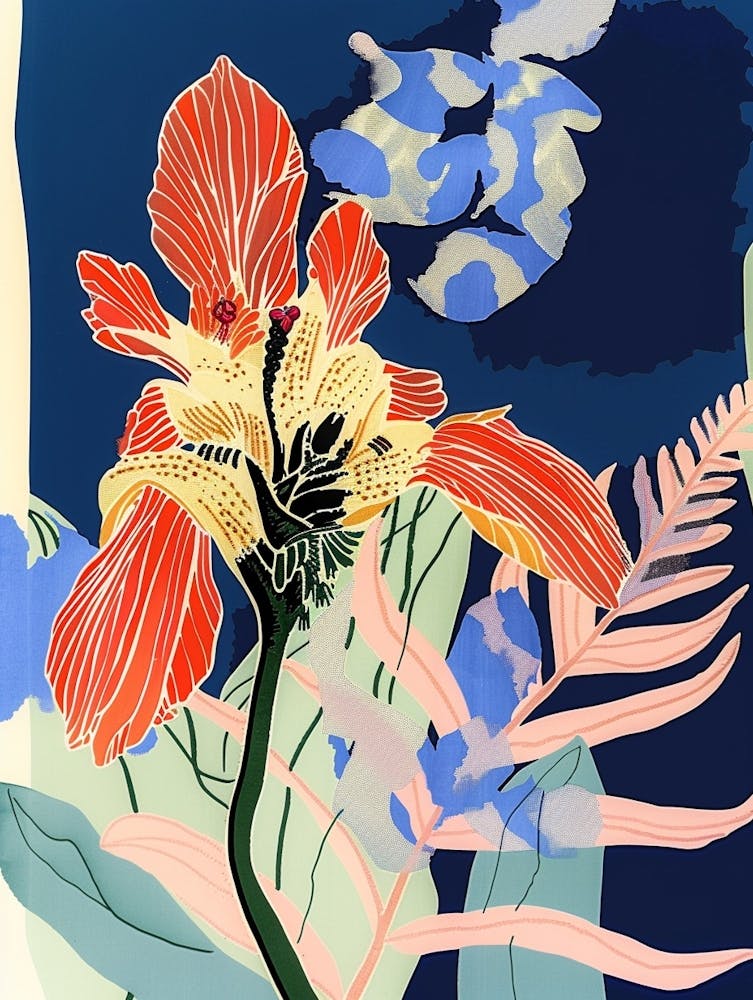 Colourful Flower Illustration Aconitum 4