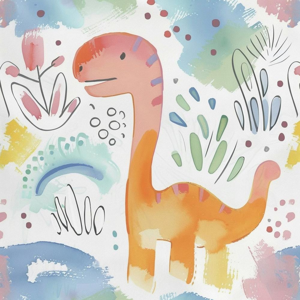 Cute Muted Pastels  Brontosaurus Dinosaur 1