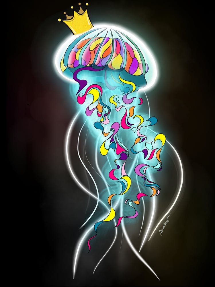 Colorful mosaic jellyfish