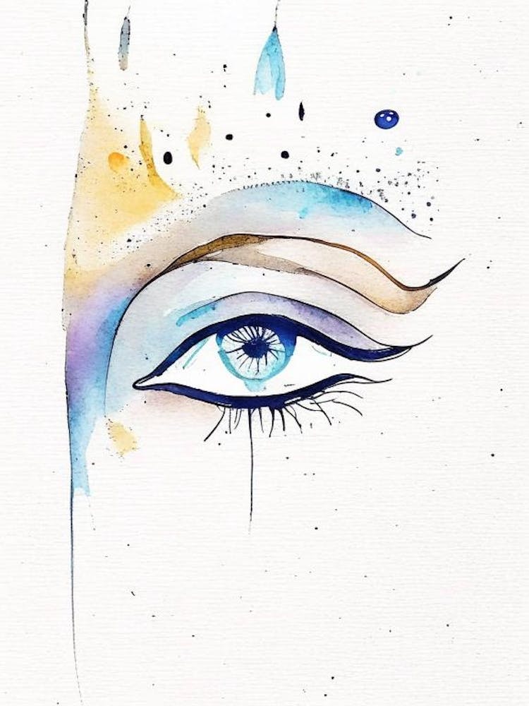 Buddha S Eyes Symbol Minimal Watercolour