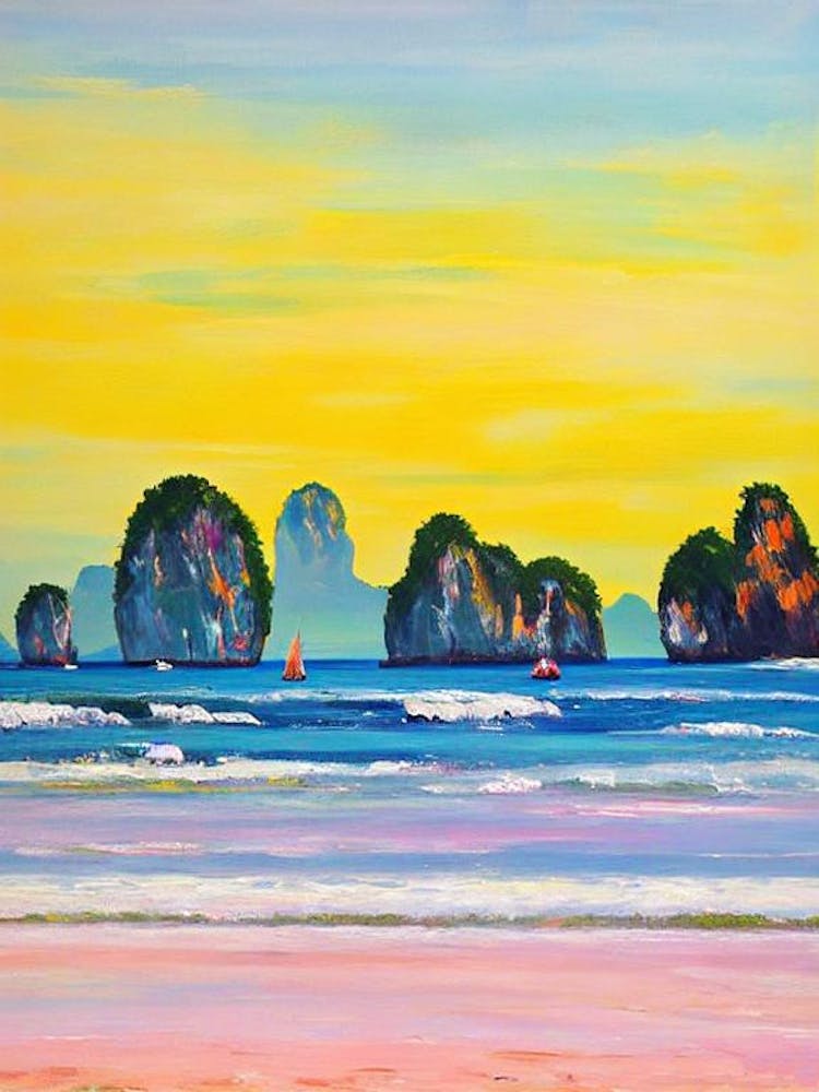 Railay Beach, Krabi, Thailand Bright Abstract