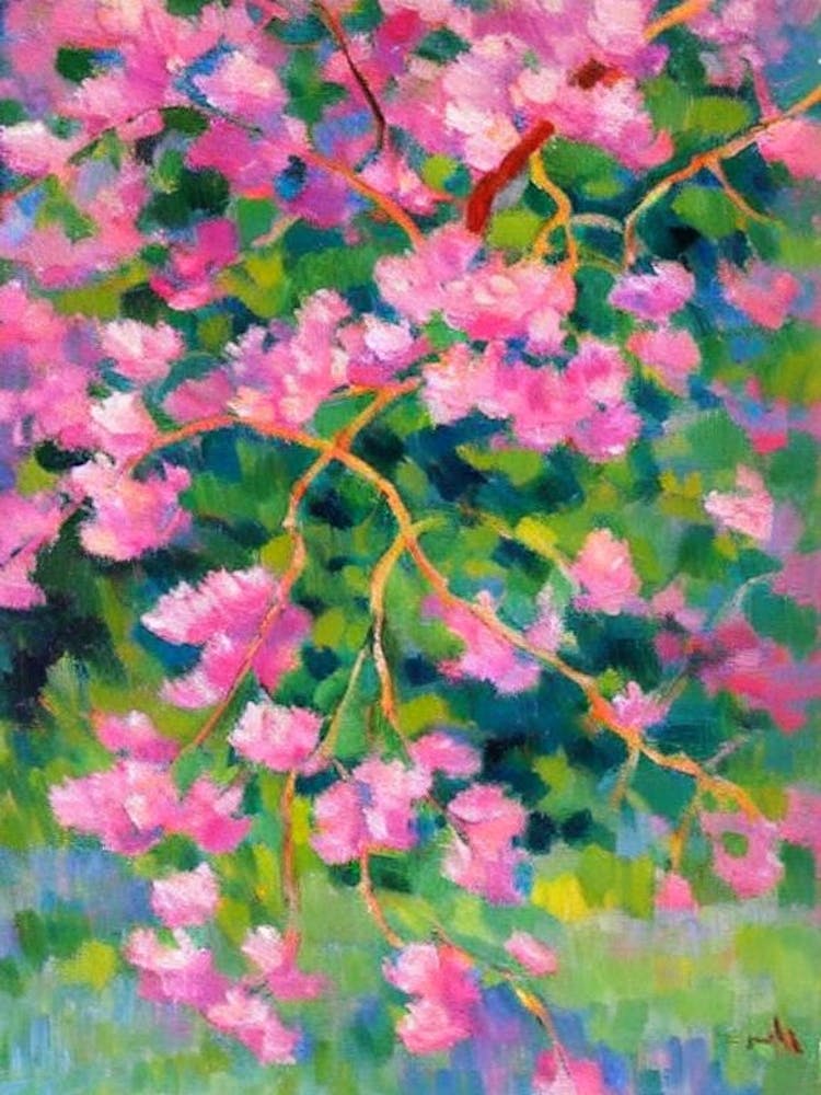 Redbud tree Abstract Block Colour