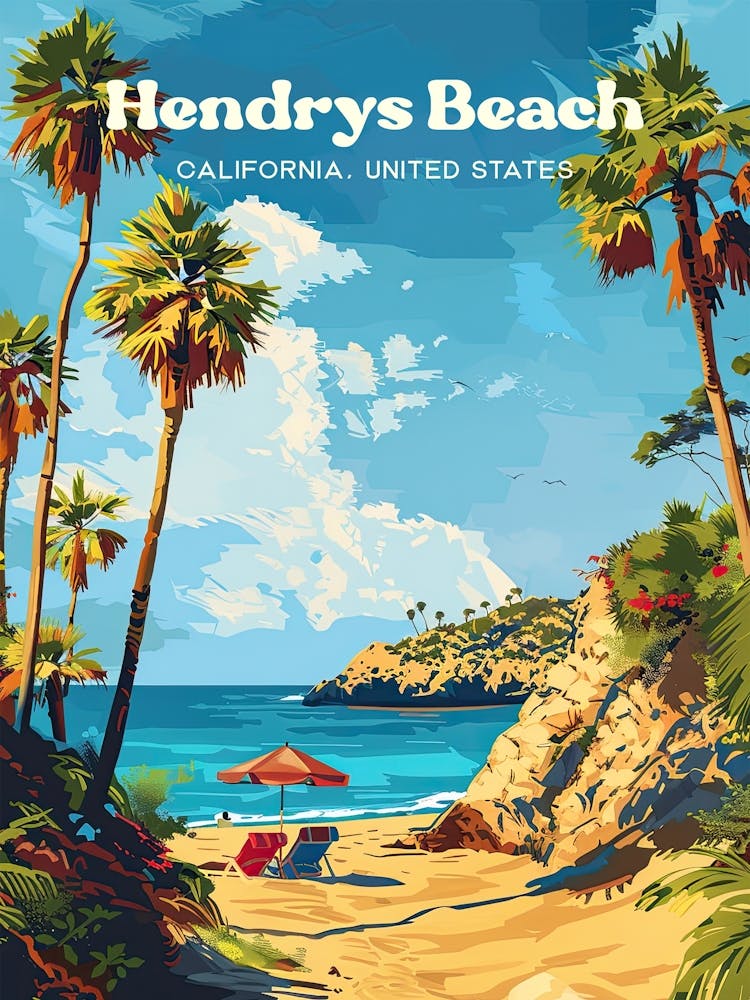 Hendrys Beach California Sommerreisekunst Illustration
