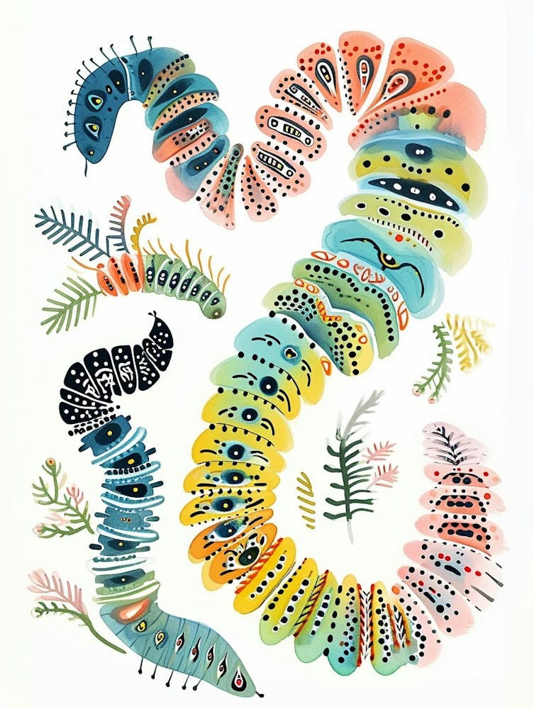 Illustration d'Insecte Coloré Chenille 2