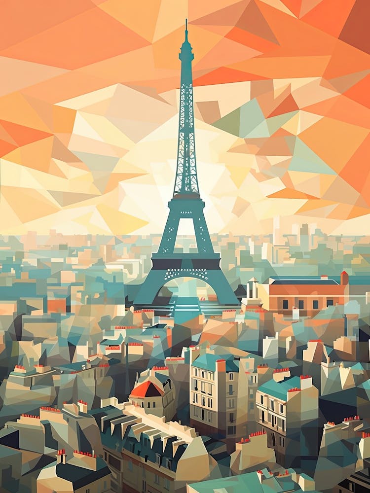 Paris, France, Geometric Illustration 2